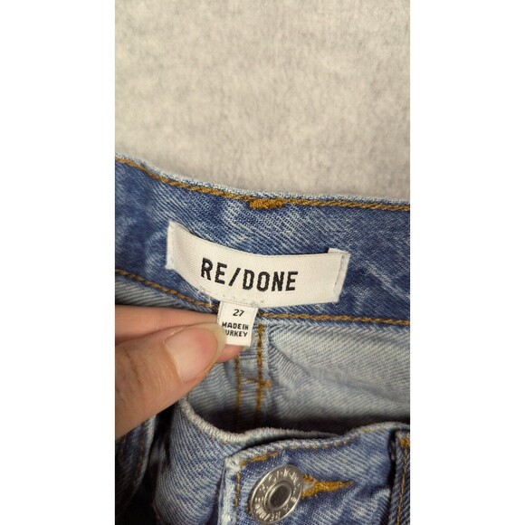 Redone Women Jeans 27x27 70s Stove Pipe Button Fly Straight Light Wash High Rise - Picture 6 of 14